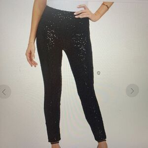 Tipsy Elves Leggings Women M Black Sequin High Waist Stretch Bling, PARTY WEAR